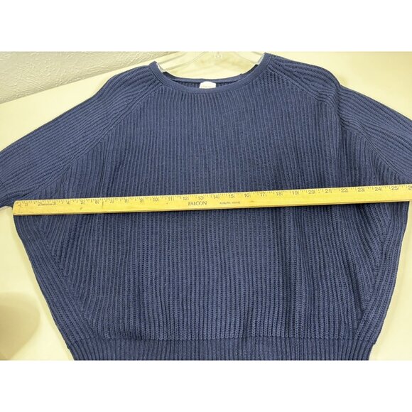 CHICO'S Sz 0 ( Small/4) Navy Blue Dolman Sleeve Sweater  Oversized Soft EUC - Picture 1 of 7